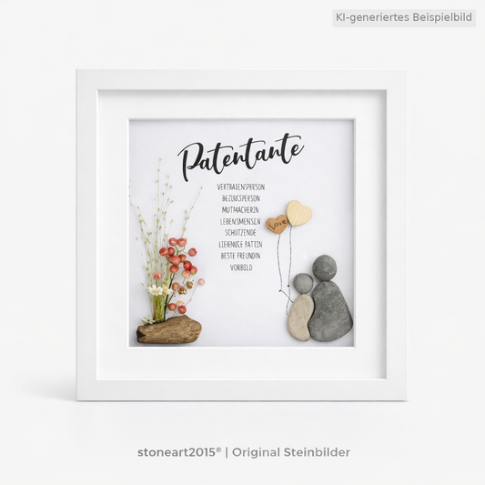 Kieselsteinbild Schön dass es dich gibt Patentante – Taufgeschenk, handgemachtes Steinbild