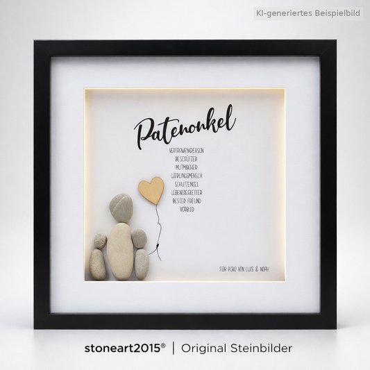 Kieselsteinbild Patenonkel – Geschenk zur Taufe, handgemachtes Steinbild