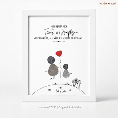 Kieselsteinbild Man nennt mich Tante weil Komplizin sich so anhört als wäre ich schlechter Umgang – witziges Geschenk, handgemachtes Steinbild