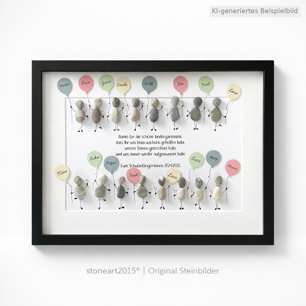 Kieselsteinbild Abschied nehmen ist schwer – Abschiedsgeschenk Lehrer & Erzieher personalisiert, handgemachtes Steinbild