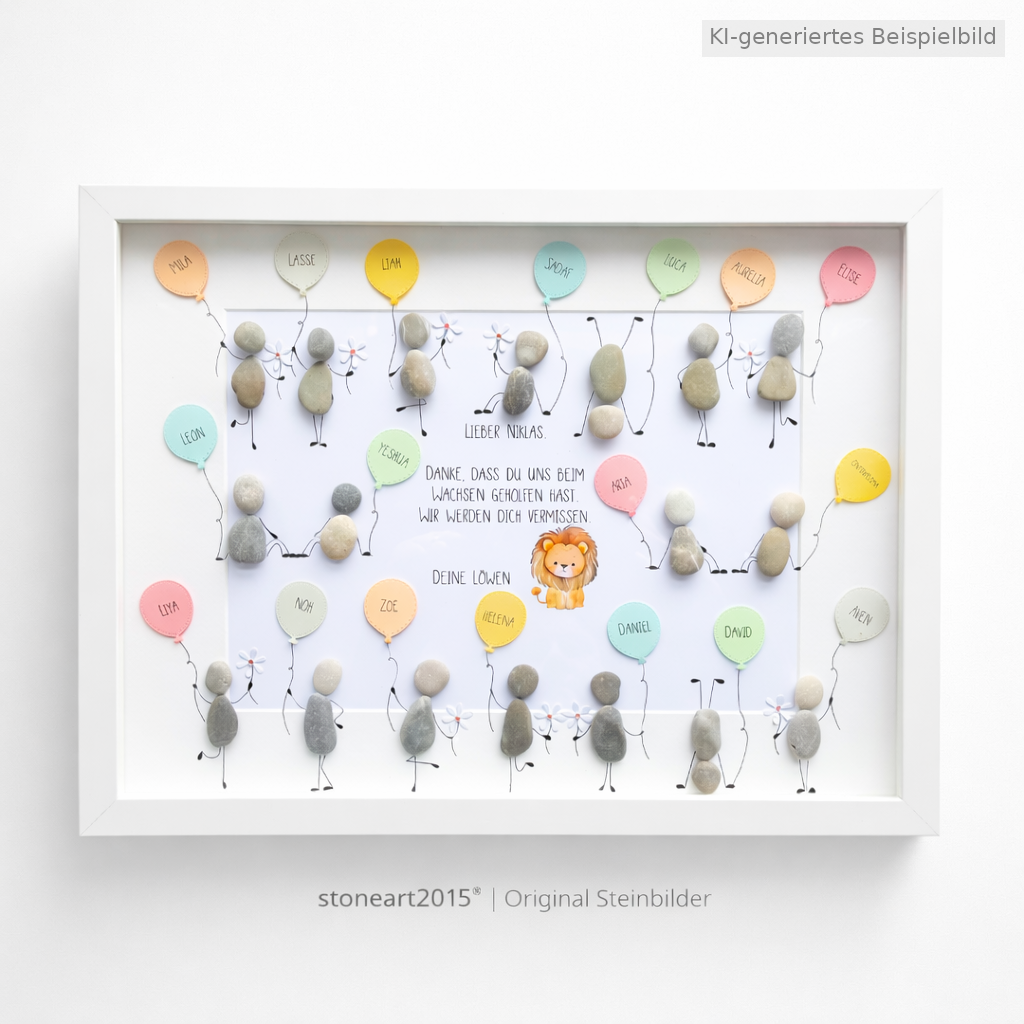 Kieselsteinbild Abschied nehmen ist schwer – Abschiedsgeschenk Lehrer & Erzieher personalisiert, handgemachtes Steinbild
