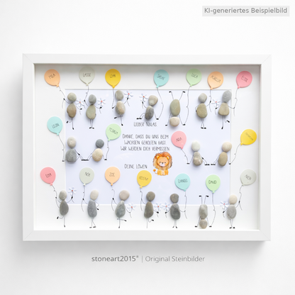Kieselsteinbild Abschied nehmen ist schwer – Abschiedsgeschenk Lehrer & Erzieher personalisiert, handgemachtes Steinbild
