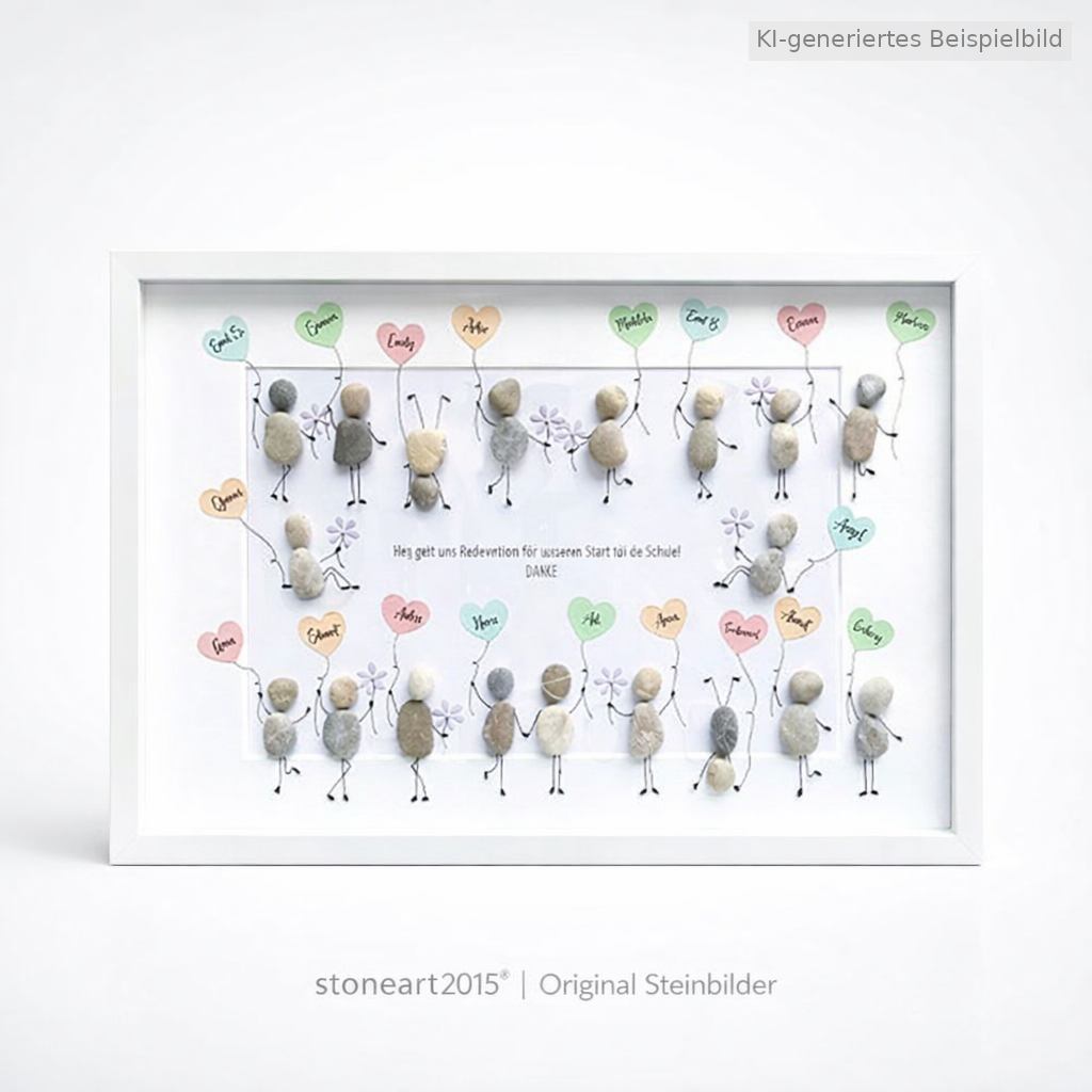 Kieselsteinbild Abschied nehmen ist schwer – Abschiedsgeschenk Lehrer & Erzieher personalisiert, handgemachtes Steinbild