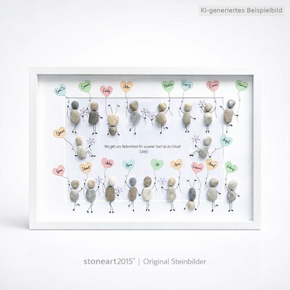 Kieselsteinbild Abschied nehmen ist schwer – Abschiedsgeschenk Lehrer & Erzieher personalisiert, handgemachtes Steinbild