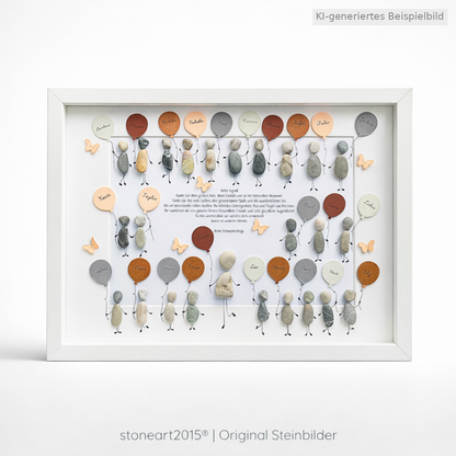 Kieselsteinbild Abschied nehmen ist schwer – Abschiedsgeschenk Lehrer & Erzieher personalisiert, handgemachtes Steinbild