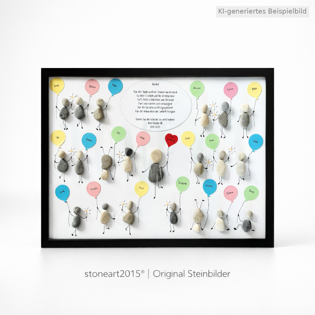 Kieselsteinbild Abschied nehmen ist schwer – Abschiedsgeschenk Lehrer & Erzieher personalisiert, handgemachtes Steinbild