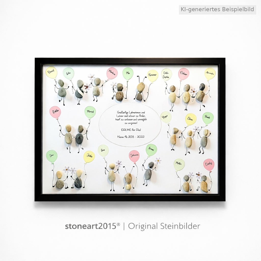 Kieselsteinbild Abschied nehmen ist schwer – Abschiedsgeschenk Lehrer & Erzieher personalisiert, handgemachtes Steinbild