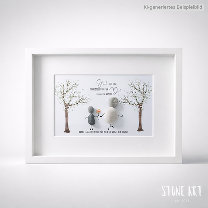 Kieselsteinbild Glück ist eine Schulbegleitung wie dich zu haben – Abschiedsgeschenk Schulbegleitung, handgemachtes Steinbild