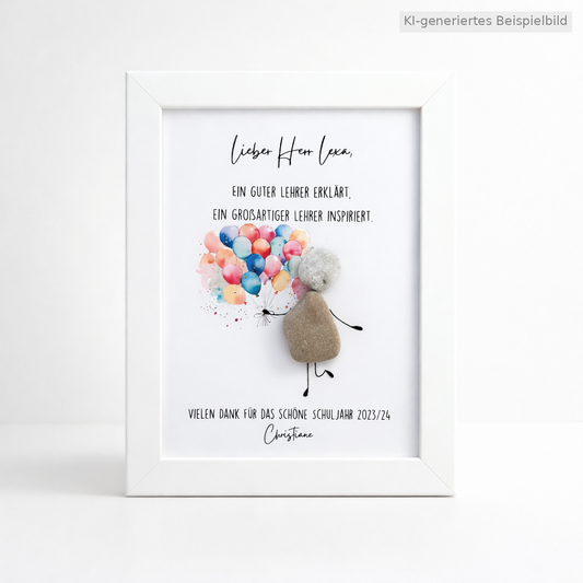 Kieselsteinbild Ein guter Lehrer erklärt ein großartiger Lehrer inspiriert – Abschiedsgeschenk Lehrer und Lehrerin, handgemachtes Steinbild