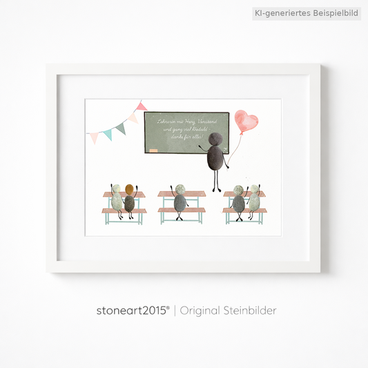 Kieselsteinbild Danke für alles – personalisiertes Abschiedsgeschenk Lehrerin, handgemachtes Steinbild