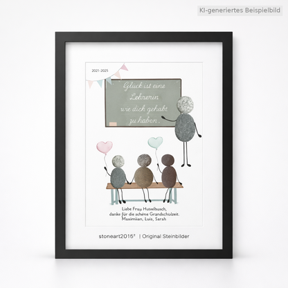 Kieselsteinbild Glück ist eine Lehrerin wie dich gehabt zu haben – Abschiedsgeschenk, handgemachtes Steinbild
