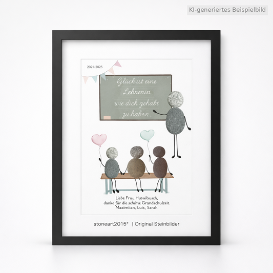 Kieselsteinbild Glück ist eine Lehrerin wie dich gehabt zu haben – Abschiedsgeschenk, handgemachtes Steinbild
