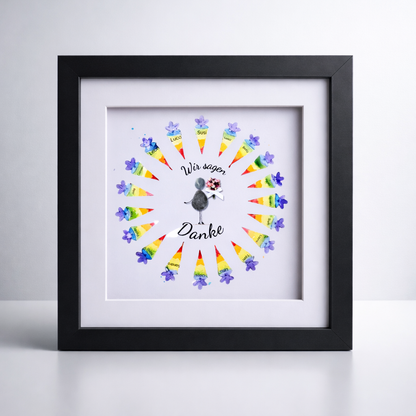 Kieselsteinbild Wir sagen Danke – Abschiedsgeschenk Lehrerin von der Klasse, handgemachtes Steinbild