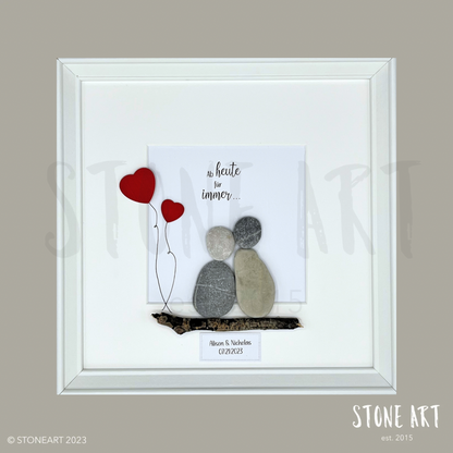 Handgefertigtes Steinbild mit Spruch Ab heute für immer – romantisches Hochzeitsgeschenk