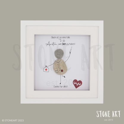 Handgefertigtes Steinbild mit Spruch zur Wertschätzung für die beste Ärztin – perfektes Geschenk für Hausärztinnen oder Kolleginnen zum Abschied oder Dank.