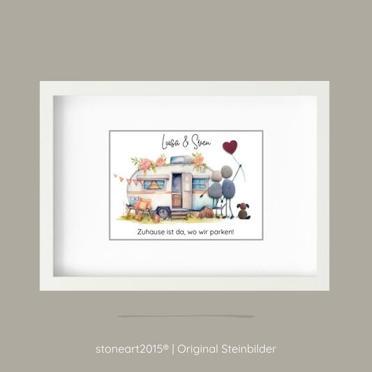 Steinbild Camping als Geschenk für Camper und Wohnmobil Liebhaber