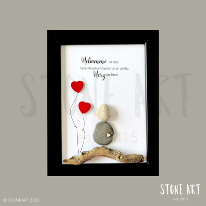 Handgemachtes Steinbild mit Spruch zum Dank an die Hebamme – liebevolles Geschenk zur Geburt, Abschied oder einfach als Anerkennung.