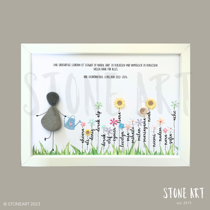 Handgemachtes Steinbild mit Spruch zum Abschied für Lehrerinnen – Geschenk mit Herz und Symbolkraft