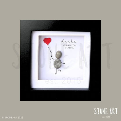 Handgemachtes Steinbild mit dem Spruch „Danke von ganzem Herzen“ – persönliches Geschenk zur Wertschätzung, zum Abschied oder einfach so.