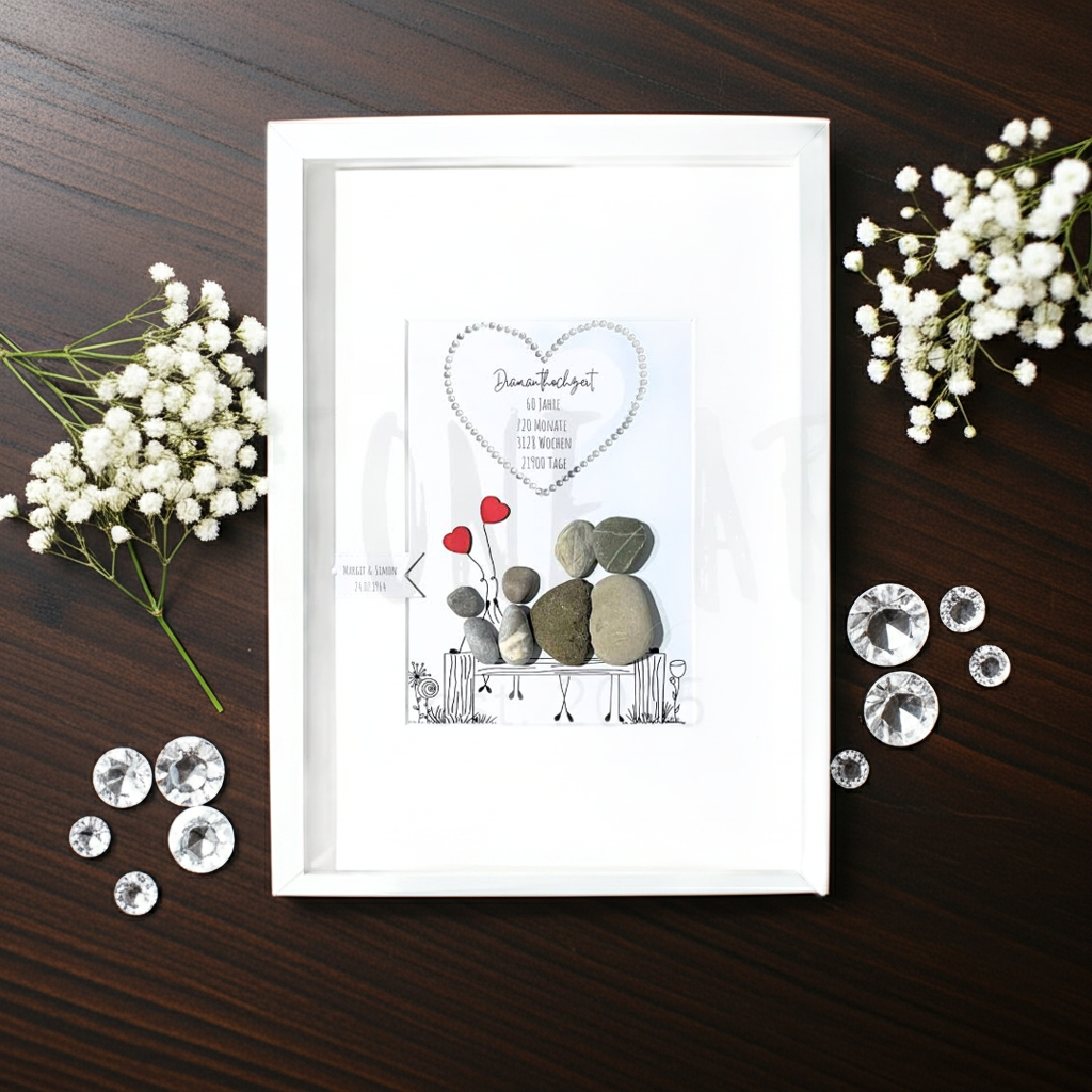 Steinbild zur diamantenen Hochzeit als Geschenk zum 60. Hochzeitstag für Eltern oder Großeltern