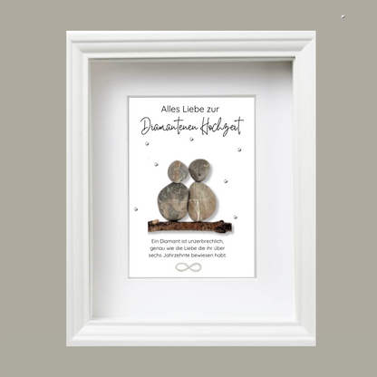 Handgemachtes Steinbild – Geschenk zur Diamantenen Hochzeit, 60. Hochzeitstag