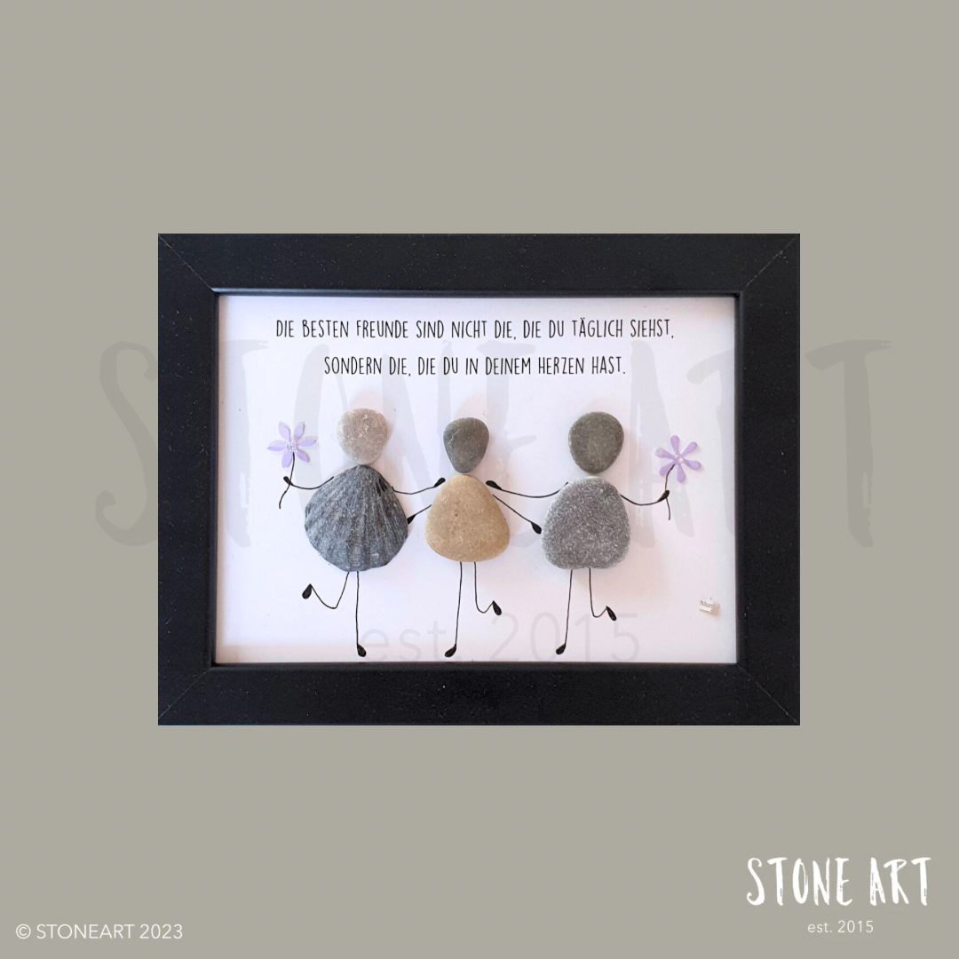 Steinbild Freundschaft – handgemachtes Geschenk für beste Freundin oder Freund mit Spruch „Die besten Freunde sind nicht die, die du täglich siehst“.