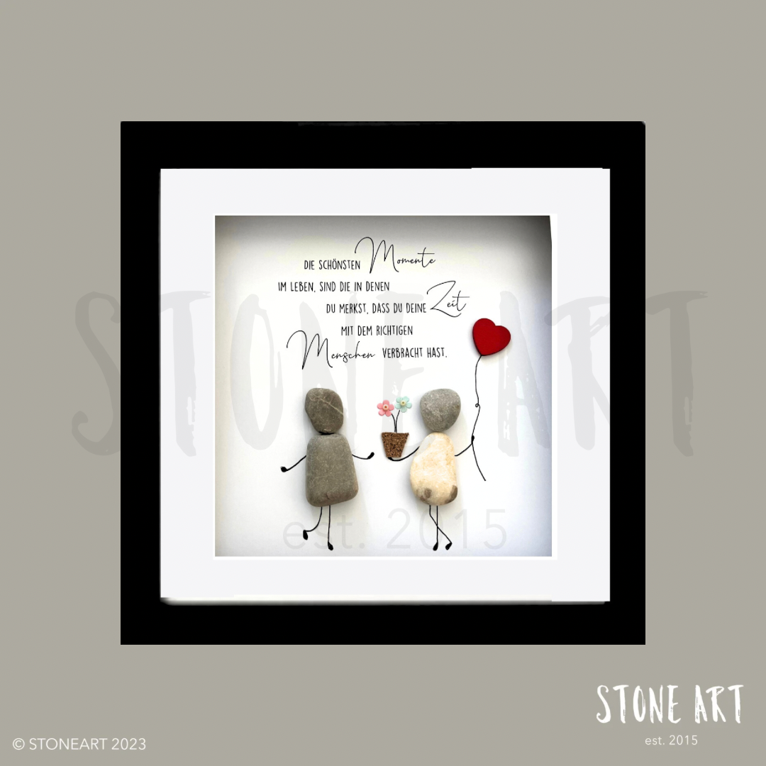 Handgemachtes Steinbild mit Spruch „Die schönsten Momente im Leben“ – besonderes Abschiedsgeschenk für Kollegen oder Kolleginnen.