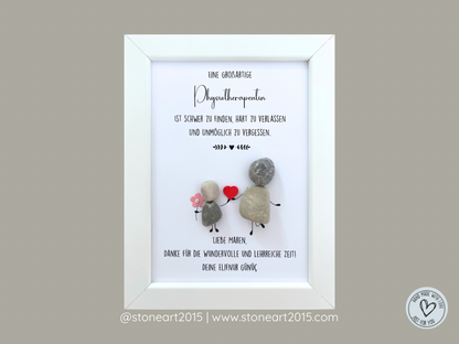 Handgemachtes Steinbild mit Text Eine großartige Physiotherapeutin – Geschenk zum Dank oder Abschied