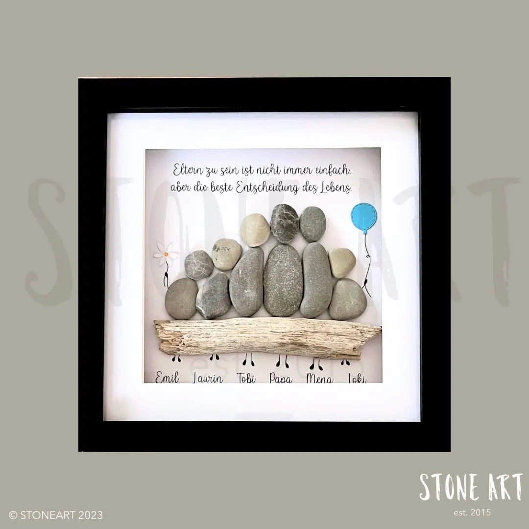 Handgemachtes Steinbild mit Spruch Eltern zu sein – Geschenkidee für Mama und Papa