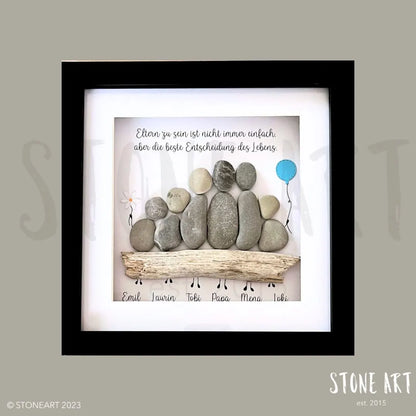 Handgemachtes Steinbild mit Spruch Eltern zu sein – Geschenkidee für Mama und Papa