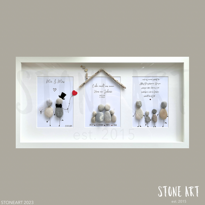 Handgefertigtes Steinbild mit dem Spruch „Familienbande“ – liebevolles Geschenk für Eltern, Großeltern oder als Erinnerung an Familienzusammenhalt.