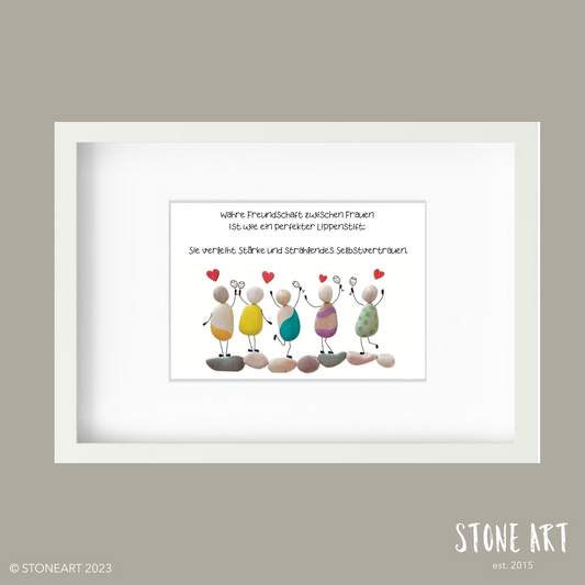 Handgemachtes Steinbild mit Freundschaftsspruch und Lippenstift-Motiv – Geschenk für beste Freundin