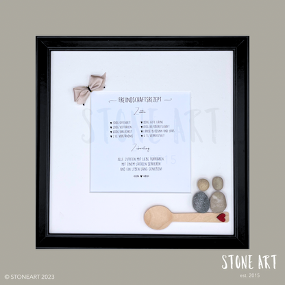 Handgemachtes Steinbild Freundschaftsrezept – liebevolles Geschenk mit Zutaten für echte Freundschaft