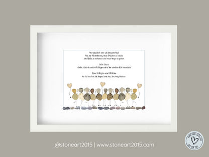 Handgemachtes Steinbild mit Spruch Wer glücklich sein will, braucht nur Mut – Mutmacher und Deko