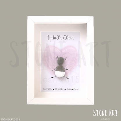 Handgemachtes Steinbild zur Geburt – Herzlich willkommen, Baby – Geschenk zur Taufe oder fürs Kinderzimmer