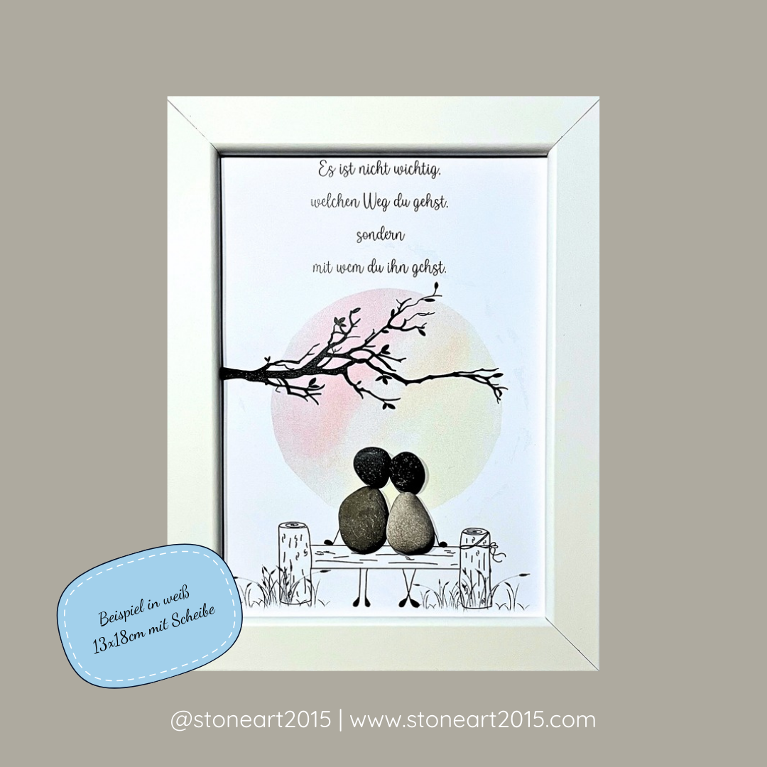 Handgefertigtes Steinbild Hochzeit mit Spruch „Es ist nicht wichtig, welchen Weg du gehst“ – romantisches Hochzeitsgeschenk