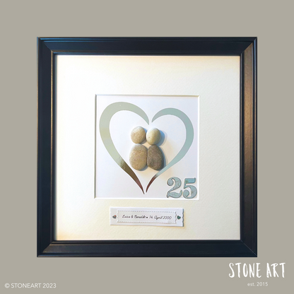 Handgemachtes Steinbild – Geschenk zur Silberhochzeit, Goldenen Hochzeit, Rubinhochzeit oder jedem Hochzeitsjubiläum