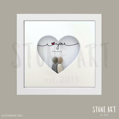 Handgemachtes Steinbild „I Love You“ – romantisches Geschenk aus Natursteinen