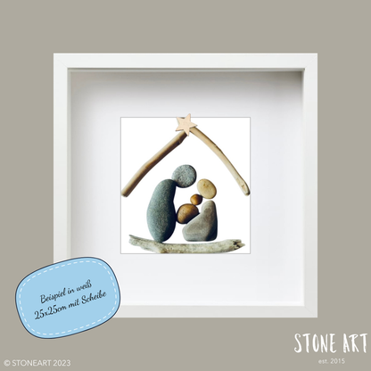 Handgemachtes Steinbild Krippe mit Natursteinen – Weihnachtsdeko & kleines Weihnachtsgeschenk