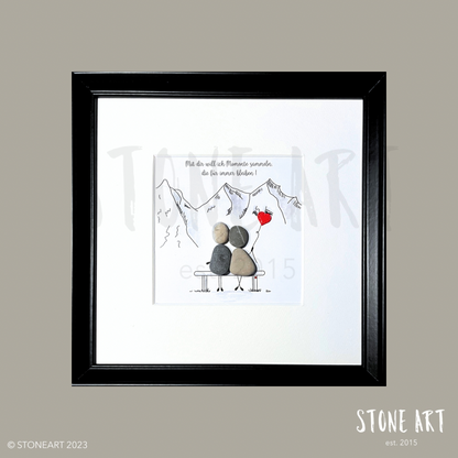 Handgemachtes Steinbild mit Spruch: Mit dir will ich Moment sammeln, die für immer bleiben – romantisches Geschenk für Partner:in