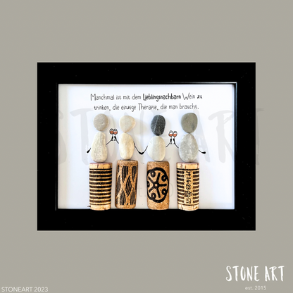 Handgemachtes Steinbild mit Spruch für Lieblingsnachbarn