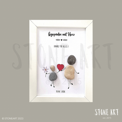 Handgemachtes Steinbild Logopädin mit Herz – Geschenkidee für Sprachtherapeutinnen & Logopädie-Praxis