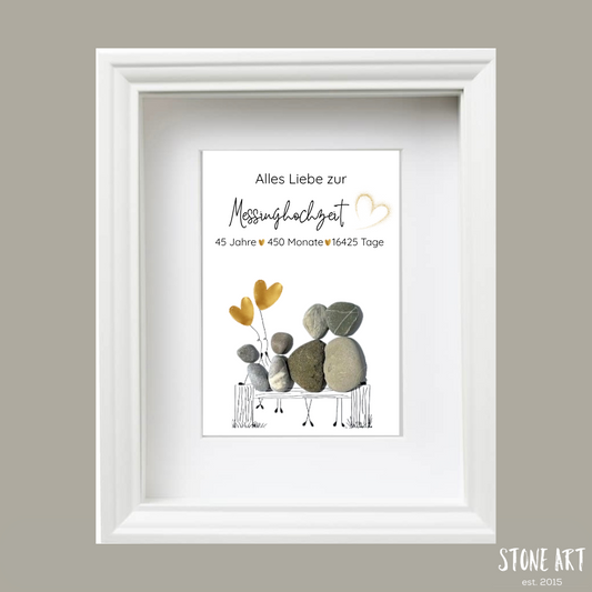 Handgemachtes Steinbild zur Messinghochzeit – Geschenkidee zum 45. Hochzeitstag