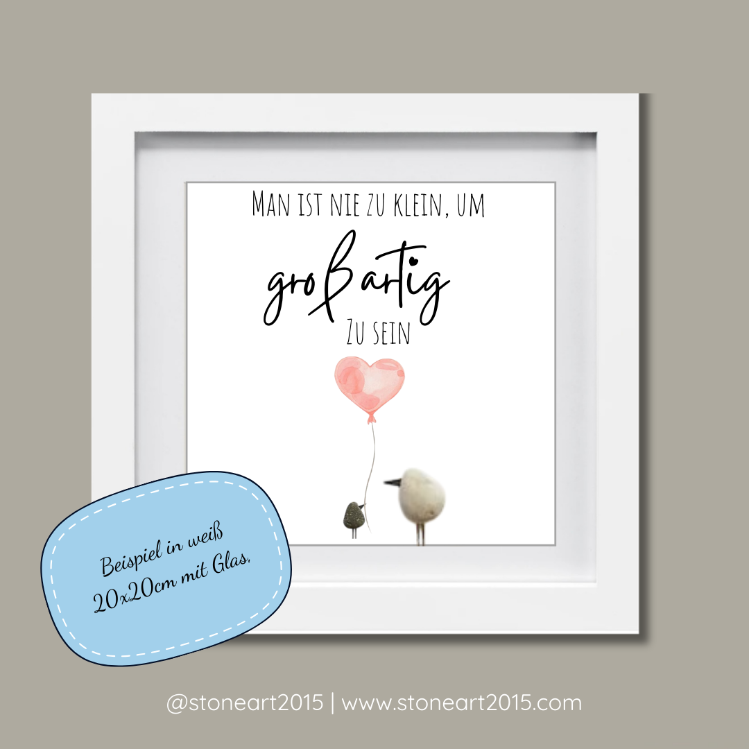 Handgefertigtes Steinbild mit motivierendem Spruch als Mutmacher Geschenk und Affirmation für Kinder und Jugendliche.