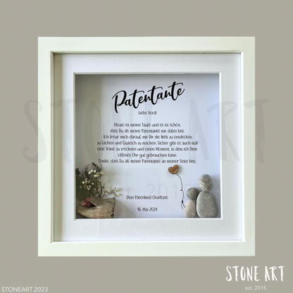 Handgemachtes Steinbild Patenbrief – symbolisches Geschenk zur Taufe oder Namensweihe
