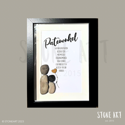 Handgefertigtes Steinbild Patenonkel – persönliches Patengeschenk zur Taufe aus Natursteinen