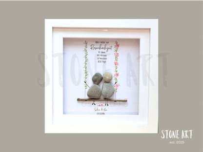 Handgemachtes Steinbild zur Rosenhochzeit – liebevolles Geschenk zum 10. Hochzeitstag für Ehepaare, Partner:in oder Familie.