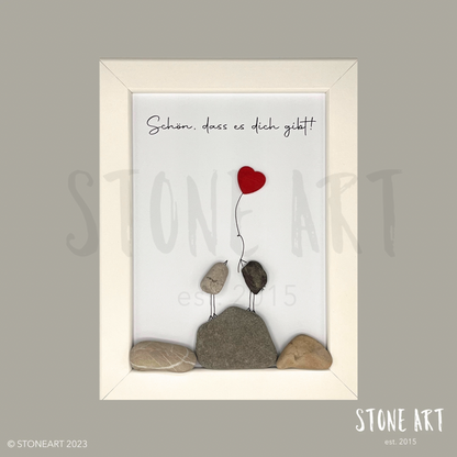 Handgemachtes Steinbild mit Spruch – Schön, dass es dich gibt – Geschenk für Freunde und Familie