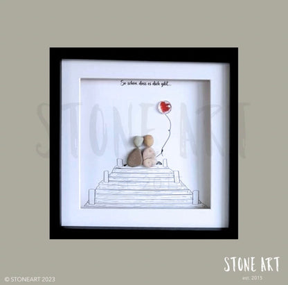 Handgemachtes Steinbild mit dem Spruch „So schön, dass es dich gibt“ – liebevolles Geschenk für Freund:in, Familie oder besondere Menschen.