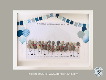 Handgemachtes Steinbild mit dem Spruch „Ein starkes Team – Danke für die gemeinsame Zeit“ – perfektes Abschiedsgeschenk für Kolleg:innen oder Teams.